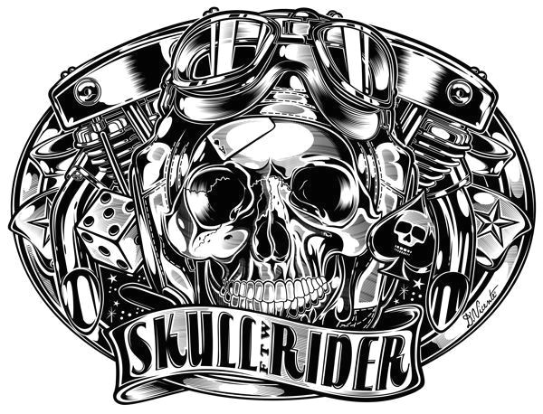 Skull Drawing Logo Black White Gallery by David Vicente Via Behance Harley