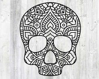 Skull Drawing Mandala Mandala Skull Svg Etsy
