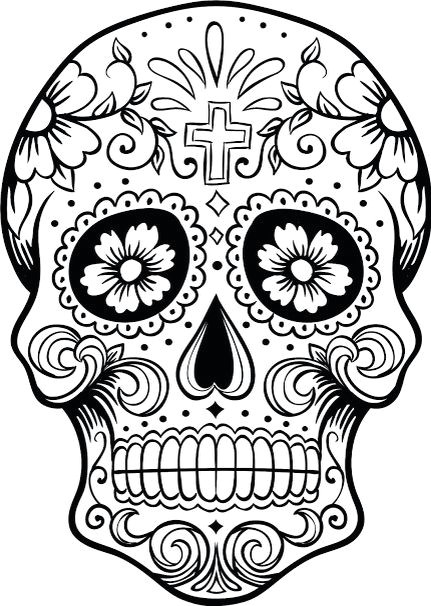 Skull Drawing Printable Dia De Los Muertos Colouring Pages Holiday Madness Pinterest