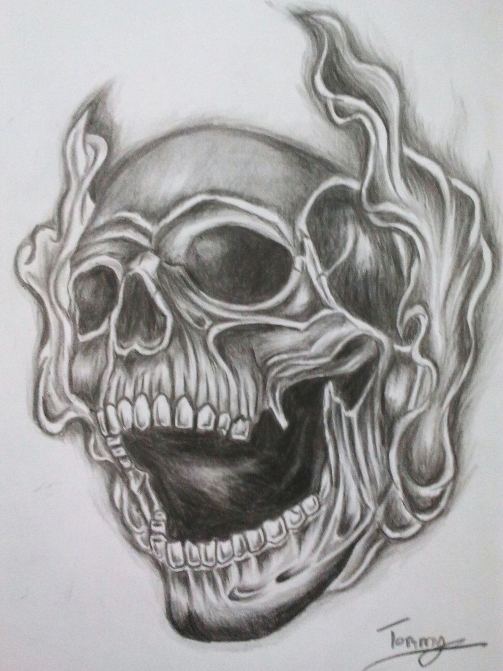 Skull Drawing Shading Skull and Cross Tattoo Designs Smoke Skull Tattoo by tommyyu