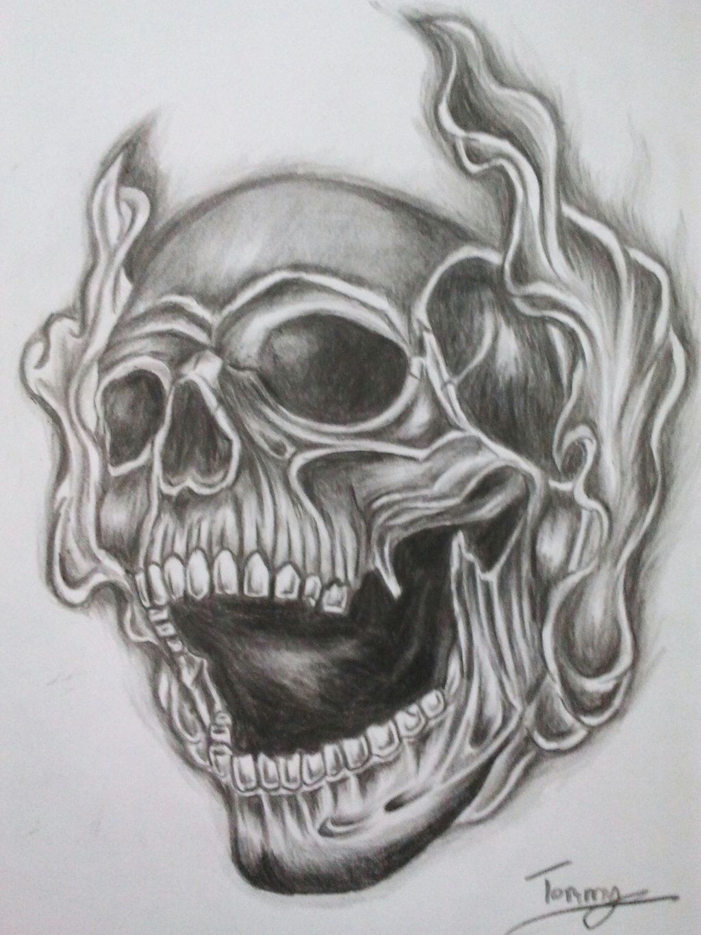 Skull Drawing Smoke Skull and Cross Tattoo Designs Smoke Skull Tattoo by tommyyu