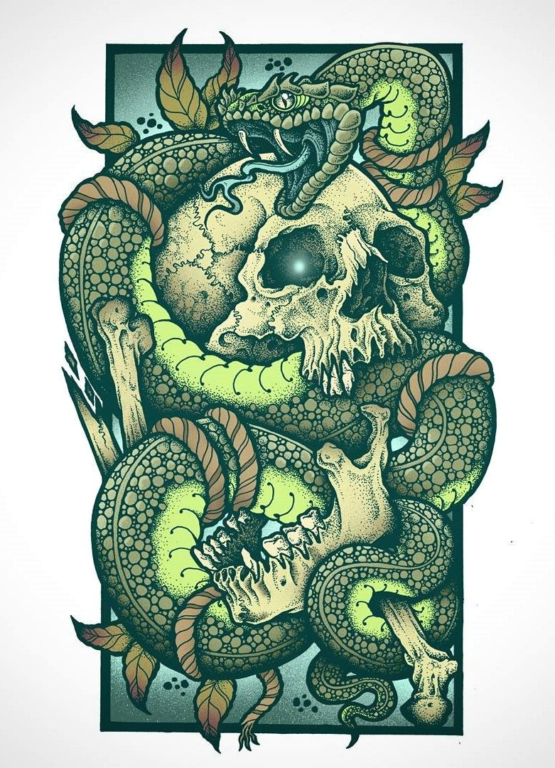 Skull Drawing Snake Skull Snake Tattoo Sleeve Ideas for Art Tattoos Snake Tattoo