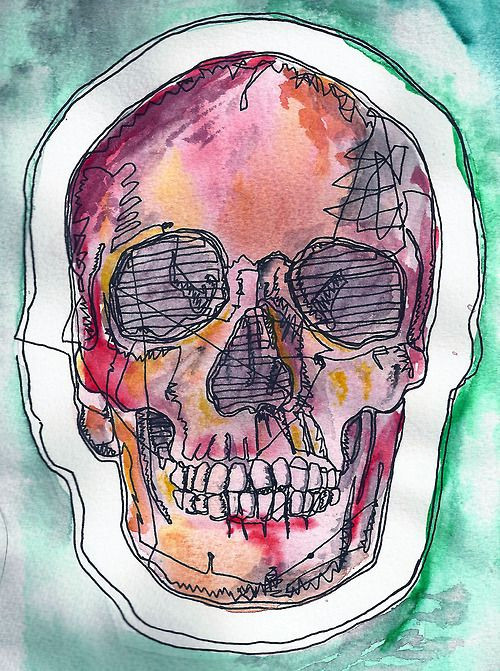 Skull Drawing with Bones Watercolor Skull Painting Pinterest Drawings Skull Art and Skull