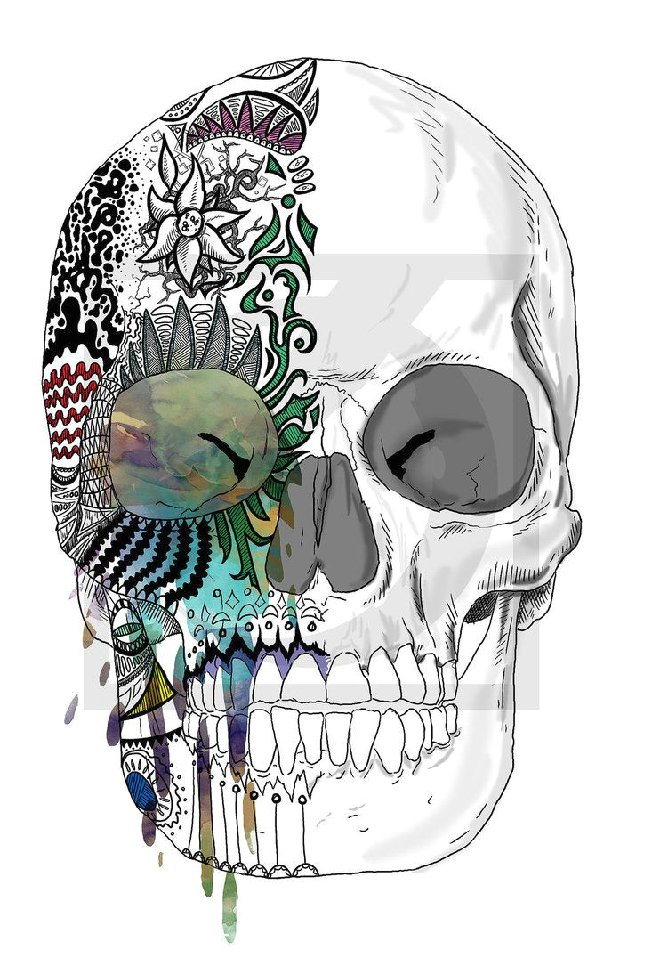 Skull Drawing with Color Candied Skull Drawing Love the Mixture Of Charcoal and Water Color