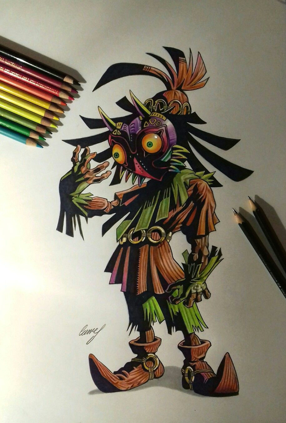 Skull Drawing with Color Skull Kid Zelda Skullkid Zelda Games Gaming Nintendo