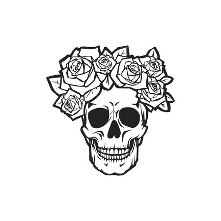 Skull Drawing with Crown 408 Skull with Flower Crown Stock Vector Illustration and Royalty