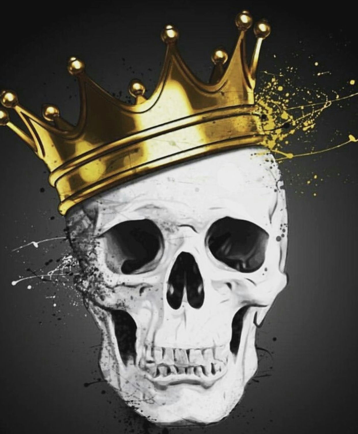 Skull Drawing with Crown Skull King Quirky Nerdy Strange Love Skull Art Skull Skull Artwork
