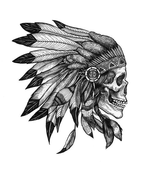 Skull Drawing with Feathers Indian Skull and Feathers Image Design From the Collection Of Native