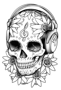 Skull Drawing with Headphones 90 Best Skull Coloring Pages Images Skull Skulls Coloring Pages