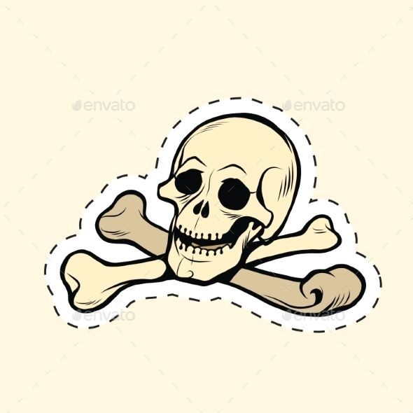 Skull Drawing with Labels Skull and Bones Jolly Roger Label Sticker Skulls Label Stickers