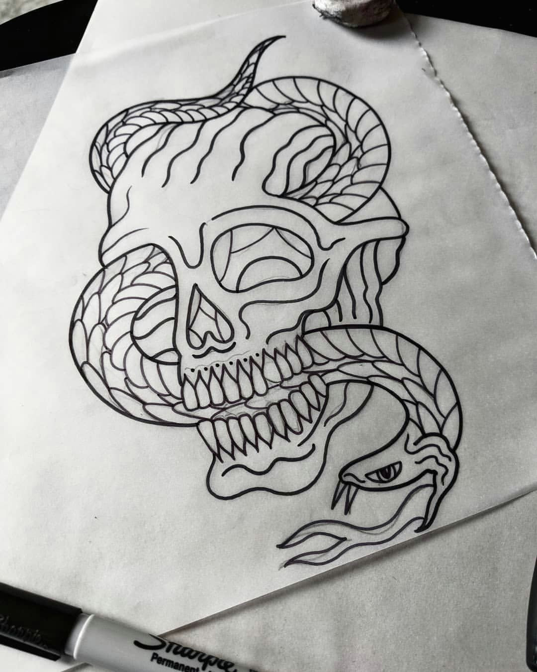 Skull Drawing with Snake Drew This Up Yesterday It S Available Space Nxt Week Thanks