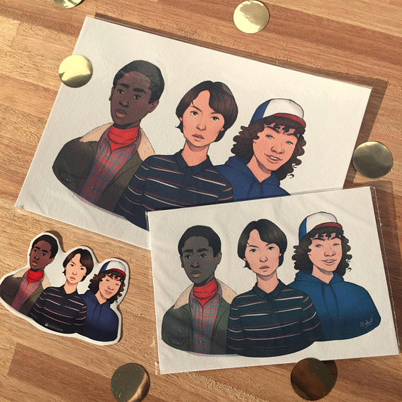Stranger Things Drawing Mike Stranger Things Illustration Eleven Mike Dustin Luke Postcard A5