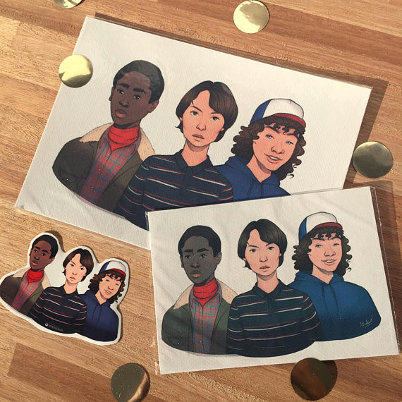 Stranger Things Drawing Mike Stranger Things Illustration Eleven Mike Dustin Luke Postcard A5