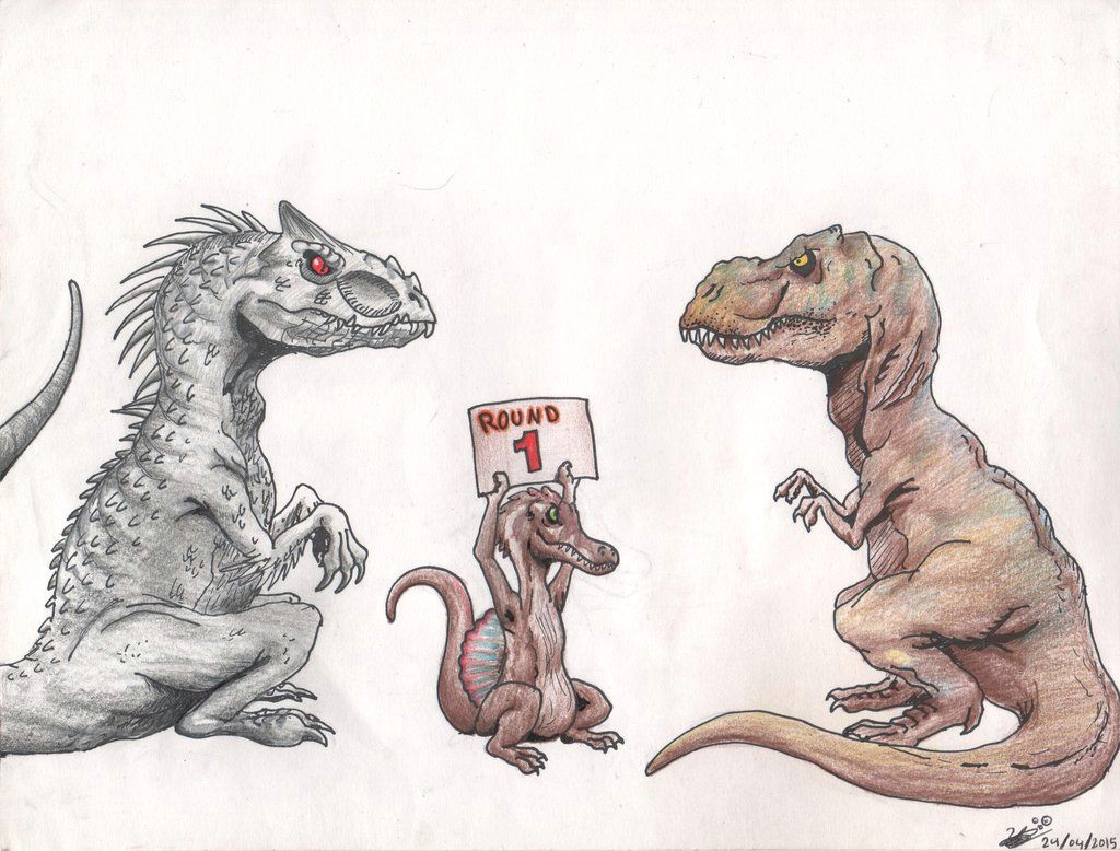 T Rex Cartoon Drawing Indominus Rex Vs Tyrannosaurus Rex by theyahid On Deviantart