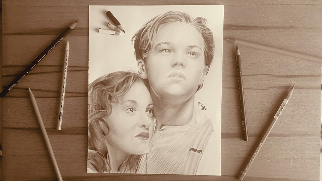 The Real Drawing Of Rose Dawson Pencil Drawing Jack Rose Titanic Timelapse Youtube