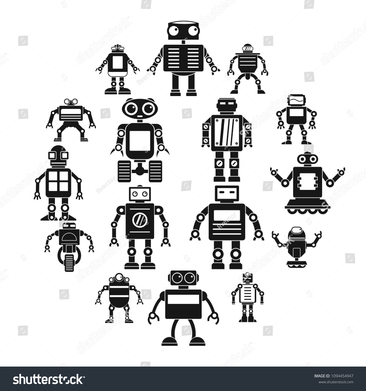Tobot Z Drawing Robot Icons Set Simple Illustration 16 Stock Vector Royalty Free