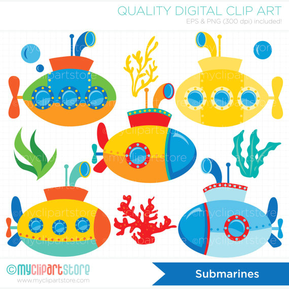 U Boat Drawing Vector Clipart Submarine U Boat Under the Sea Ocean Nautical