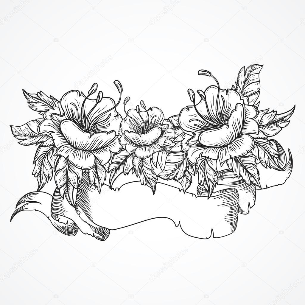 Victorian Drawings Of Flowers Vintage Floral Highly Detailed Hand Drawn Bouquet Of Flowers and