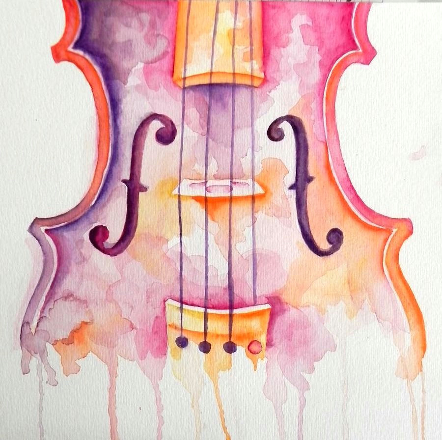 Violin Drawing Tumblr Cello Make Art Not Friends Photo Watercolors Four Watercolor