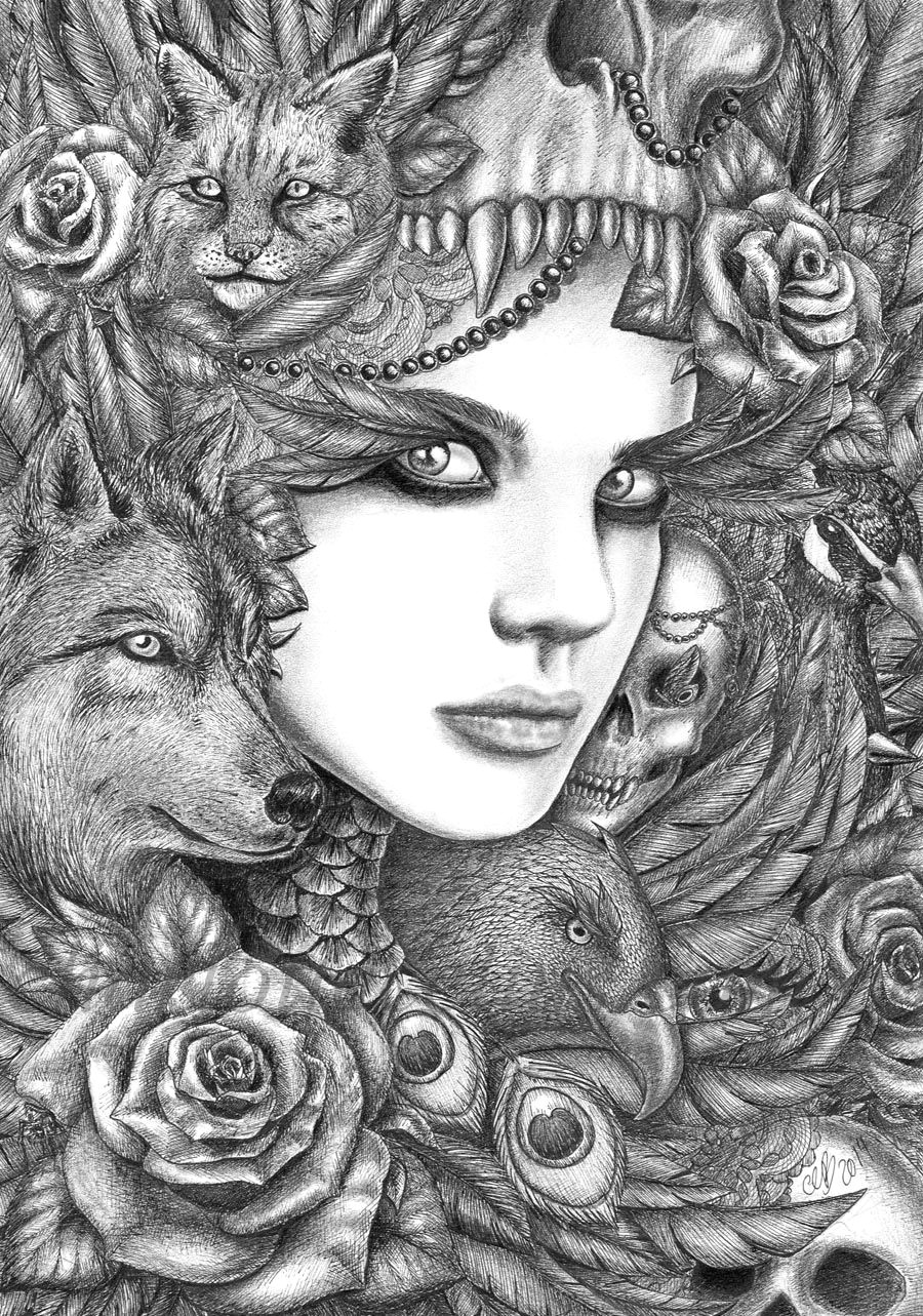 Wolf Drawing Flowers Wolf by Fnigen On Deviantart Flowers with Animals Paintings