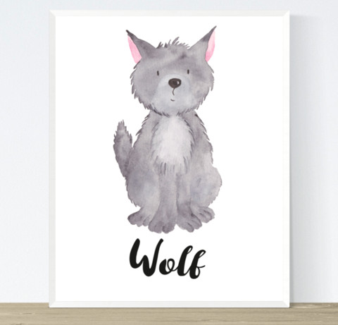 Wolf Drawing for Nursery Wolf Printable Watercolour Nursery Decor Vivabop Printables