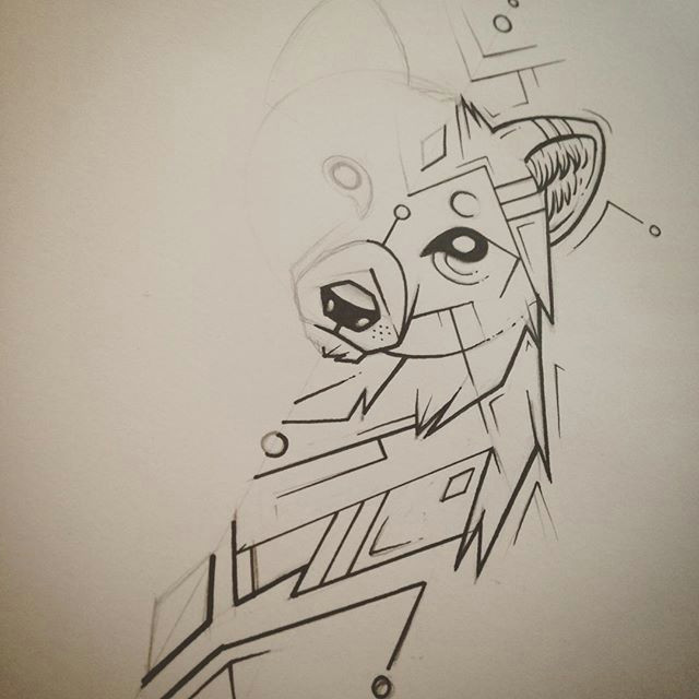 Wolf Drawing Geometric Wip Wolfy Wolf Geometric Tattoodesign Drawing Illustration