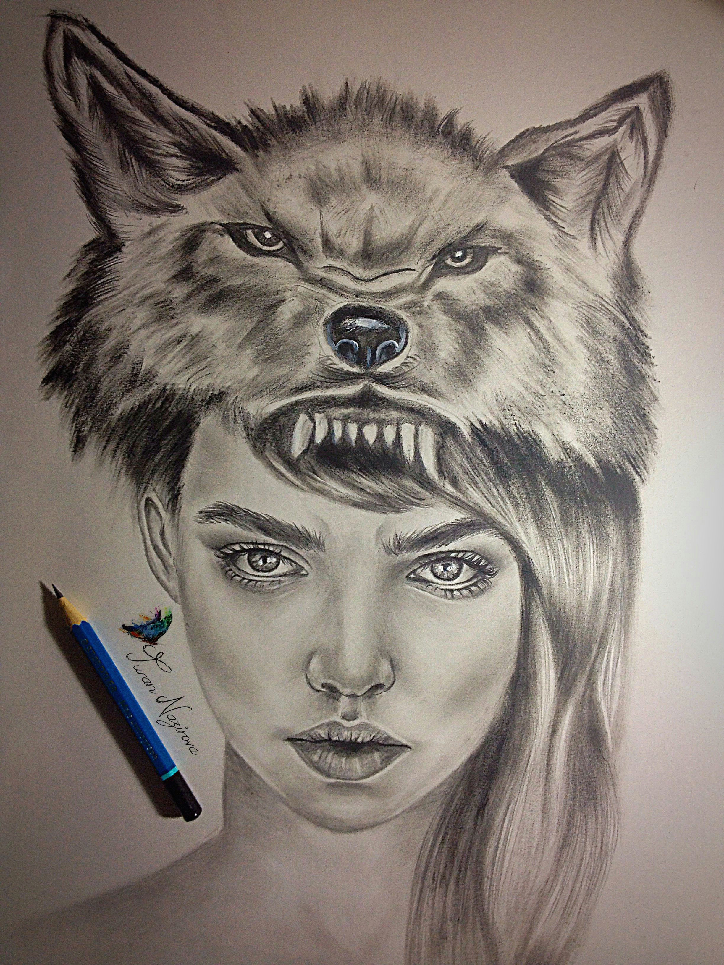 Wolf Drawing Graphite Art Drawing Wolf Surreal Illustration Pencil Drawings