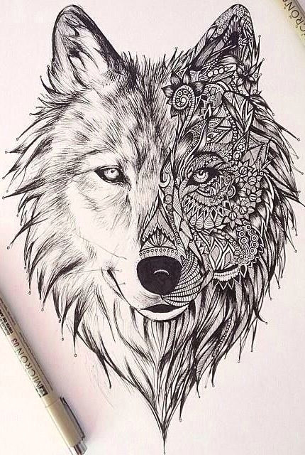 Wolf Drawing Mandala Pin by Joy Henke On Copic Markers Wolf Tattoos Tattoos Geometric