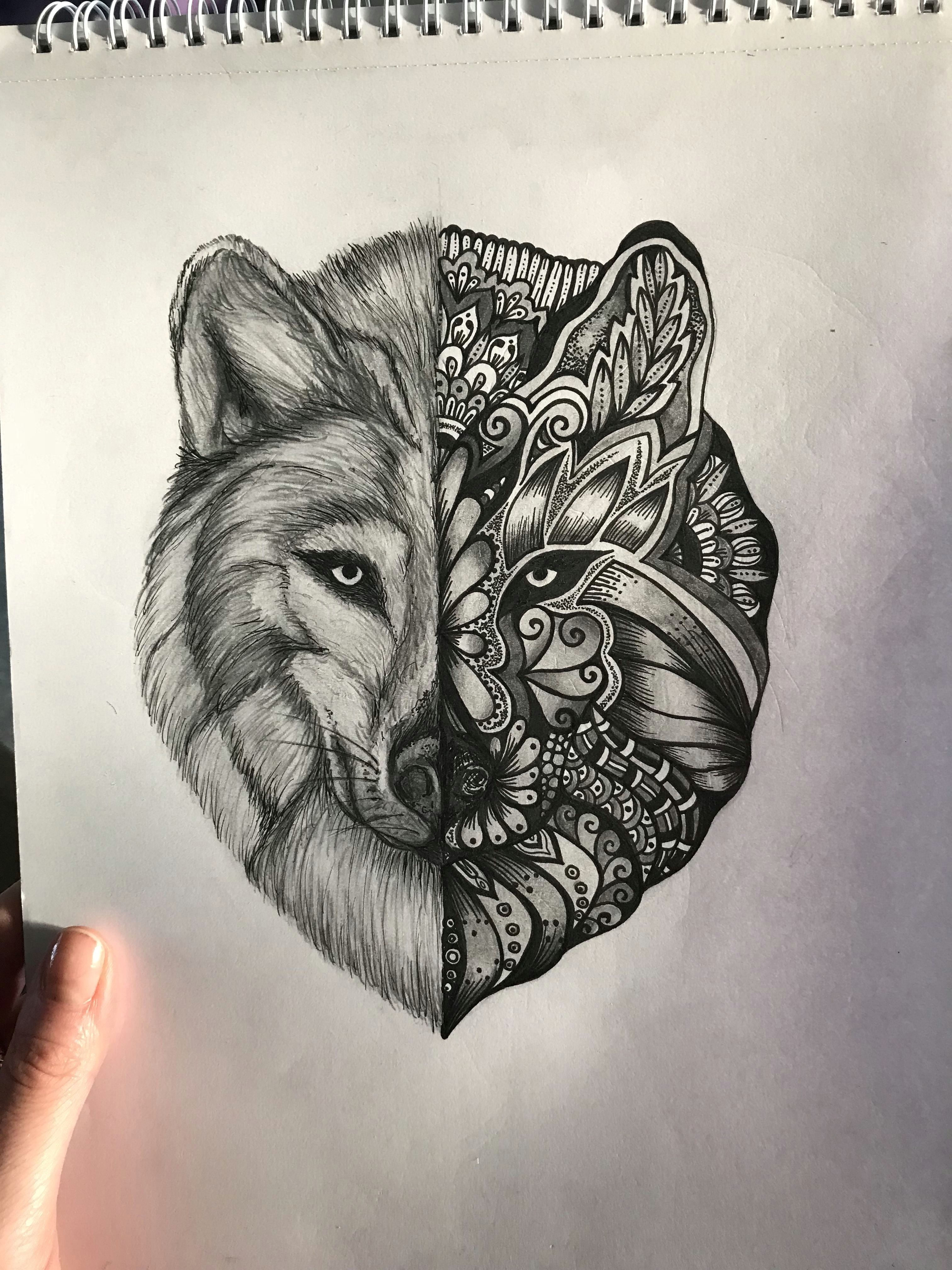 Wolf Drawing Mandala Wolf Mandala Instagram Samigray Tattoo Art Drawings and Painting