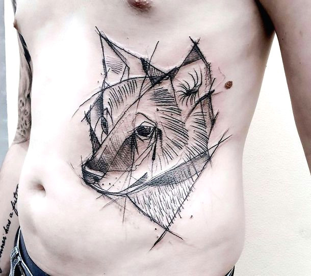 Wolf Drawing Styles Cool Sketch Style Wolf Tattoo for Men Tattoos Tattoos Sketch