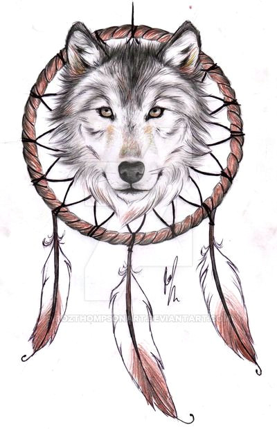 Wolf Drawing Symbol Wolf Dreamcatcher Ii Tattoo Design by Rozthompsonart Deviantart Com