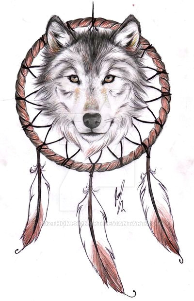 Wolf Drawing with A Dream Catcher Wolf Dreamcatcher Ii Tattoo Design by Rozthompsonart Deviantart Com