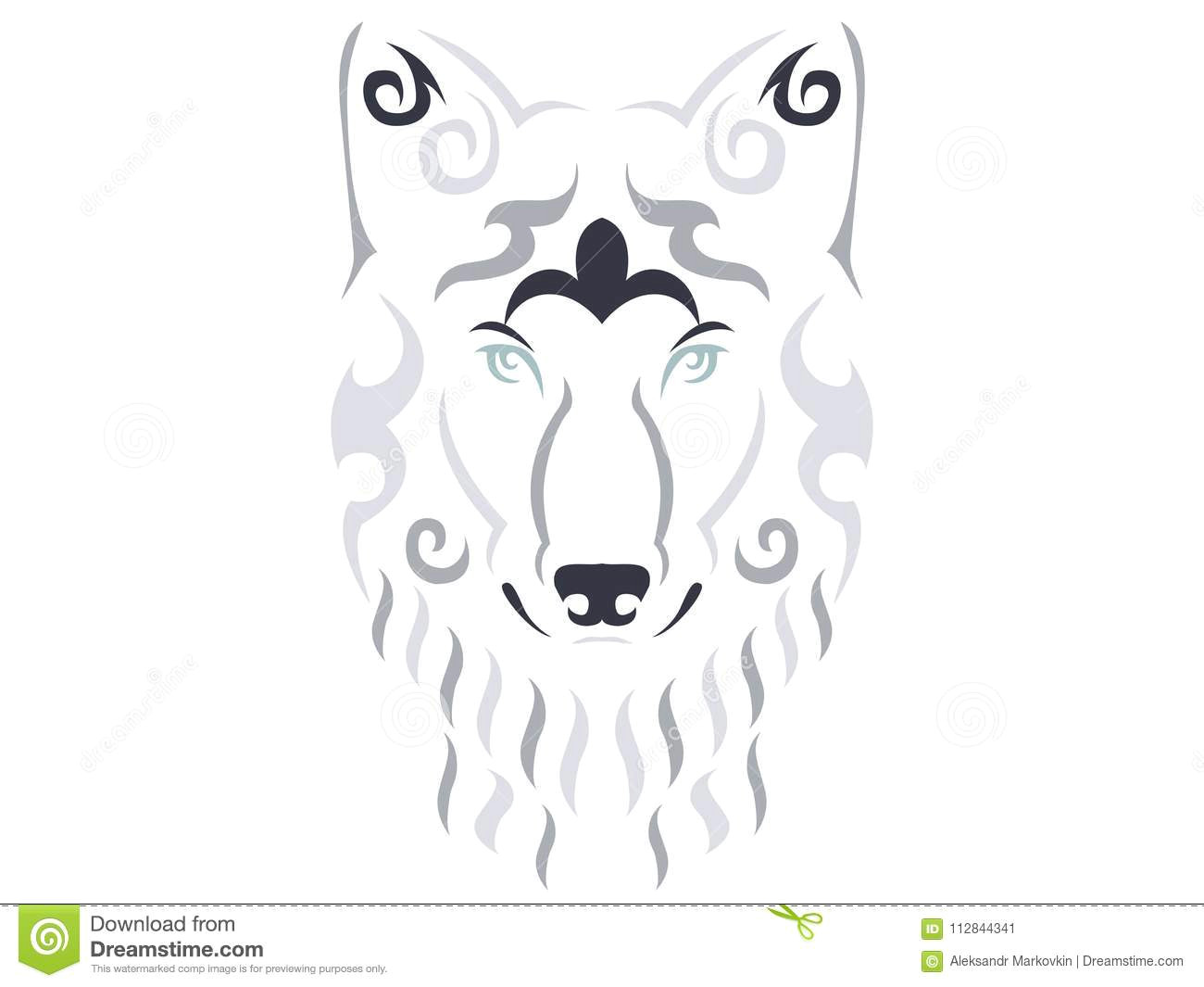 Wolf Line Drawing Vector Tribal Wolf Illustration Stock Vector Illustration Of Animal