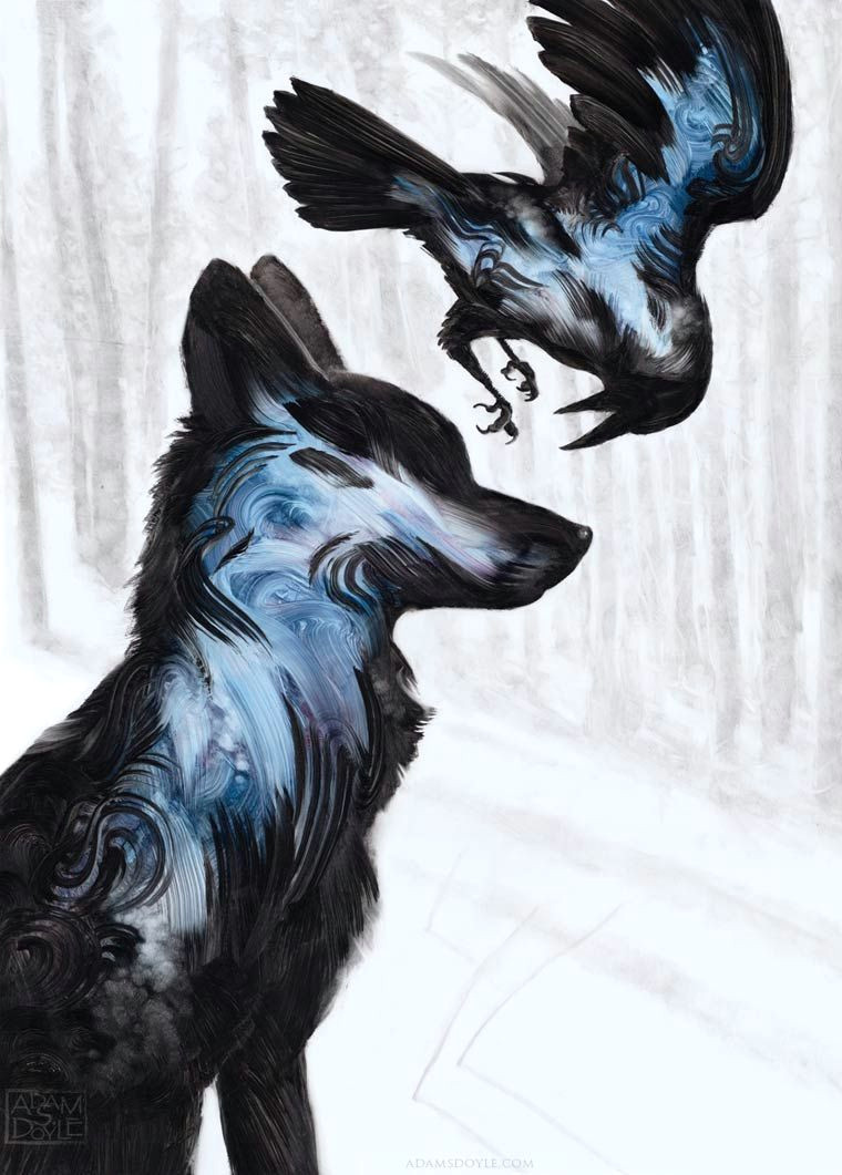 Wolf Raven Drawing Belas Pinturas De Animais Realizadas Com Apenas Algumas Pinceladas