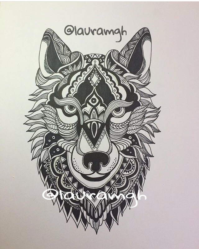 Wolf Roaring Drawing Zentangle Wolf Zentangle Pinterest Wolf Tattoos Wolf and Tattoos