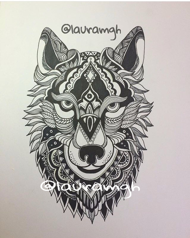 Wolf Roaring Drawing Zentangle Wolf Zentangle Pinterest Wolf Tattoos Wolf and Tattoos