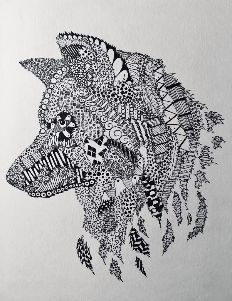 Wolf Zentangle Drawing Wolf Zentangle Art Amino