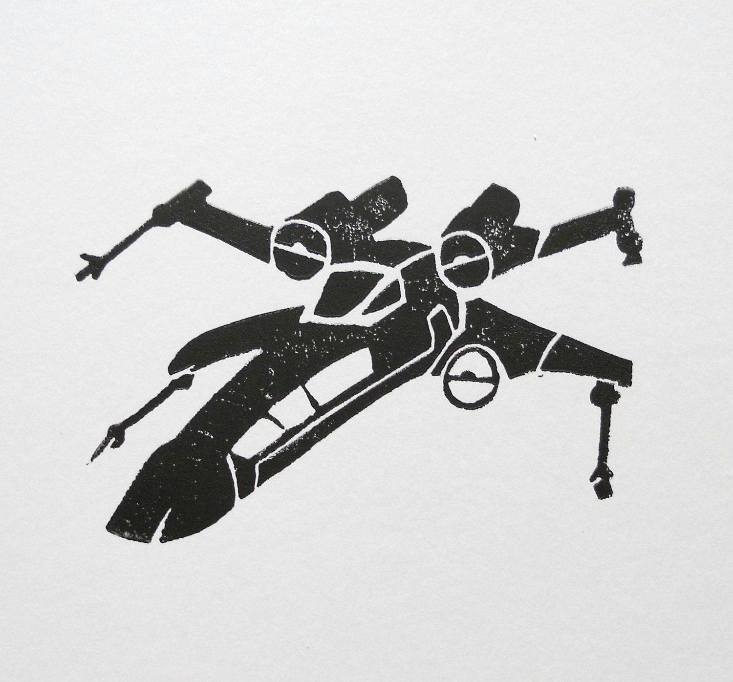 X Wing Drawing Easy Star Wars X Wing Black Silhouette Hand Press Block Print 8 X 10