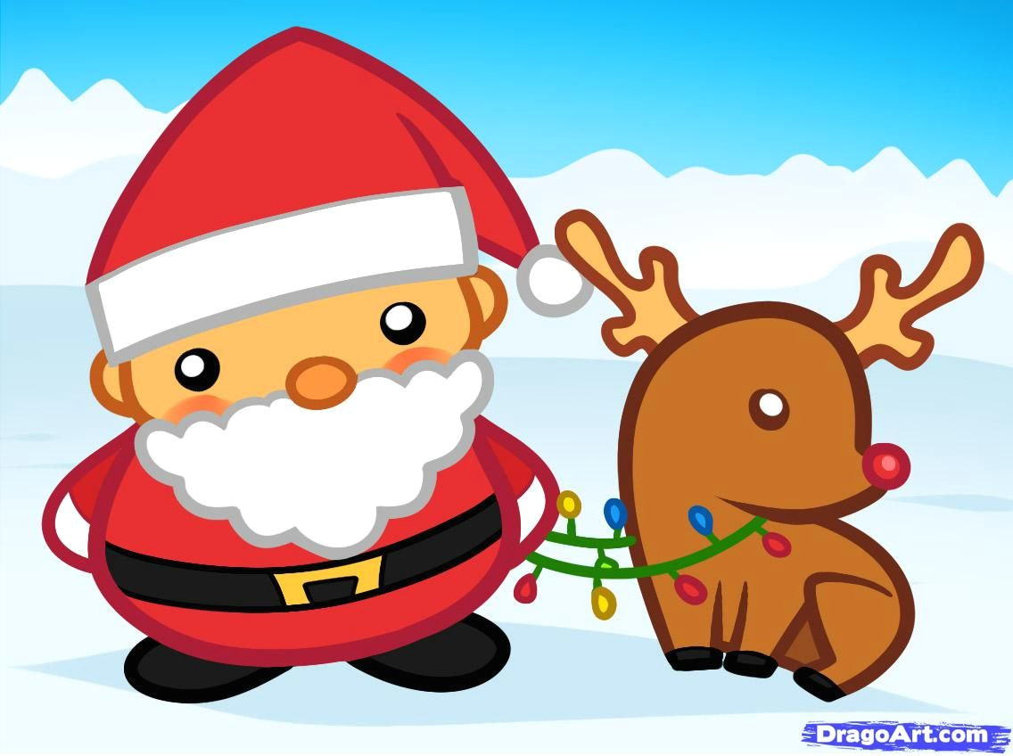 Xmas Cartoon Drawing How to Draw Santa and Rudolph Santa and Rudolph Keeping Christmas