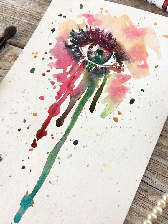 Y Strainer Drawing Abstract Eye Watercolor Painting 6 X 9 In 2019 Products Eye Art