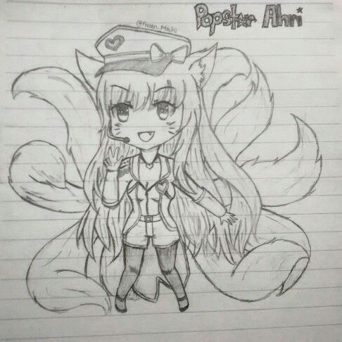 Zen Drawing Anime Lol Ahri Popstarahri Drawing Referenced Doodle Anime Gamer