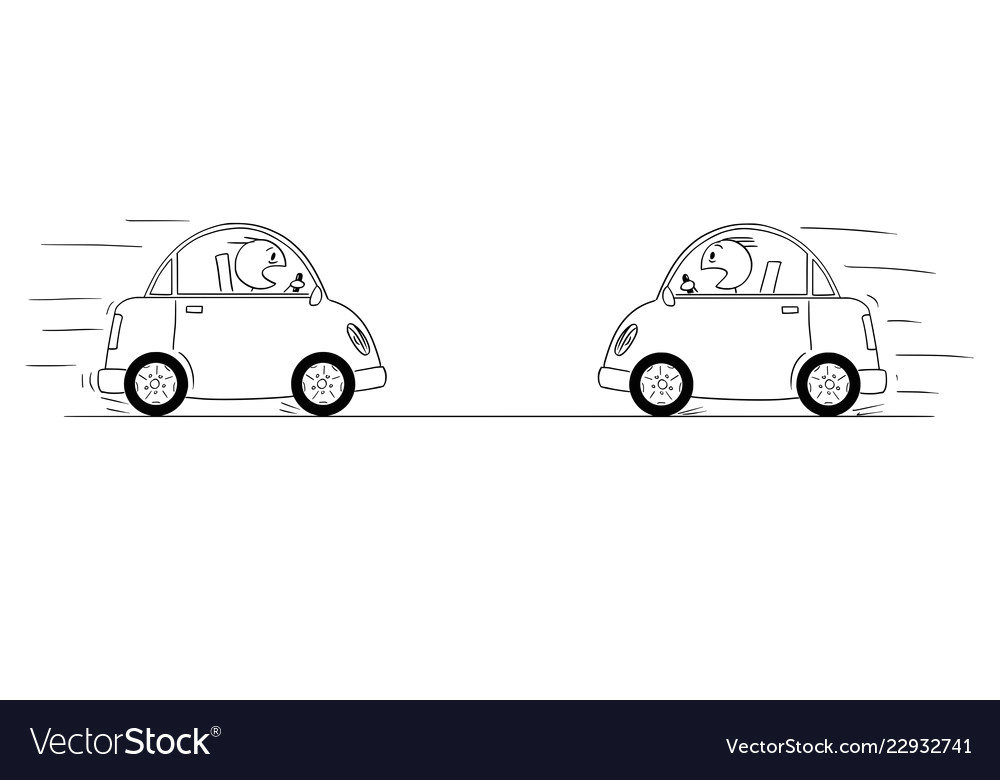 Zip Cartoon Drawing Cartoon Drawing Od Two Cars Driving Against Each Vector Image