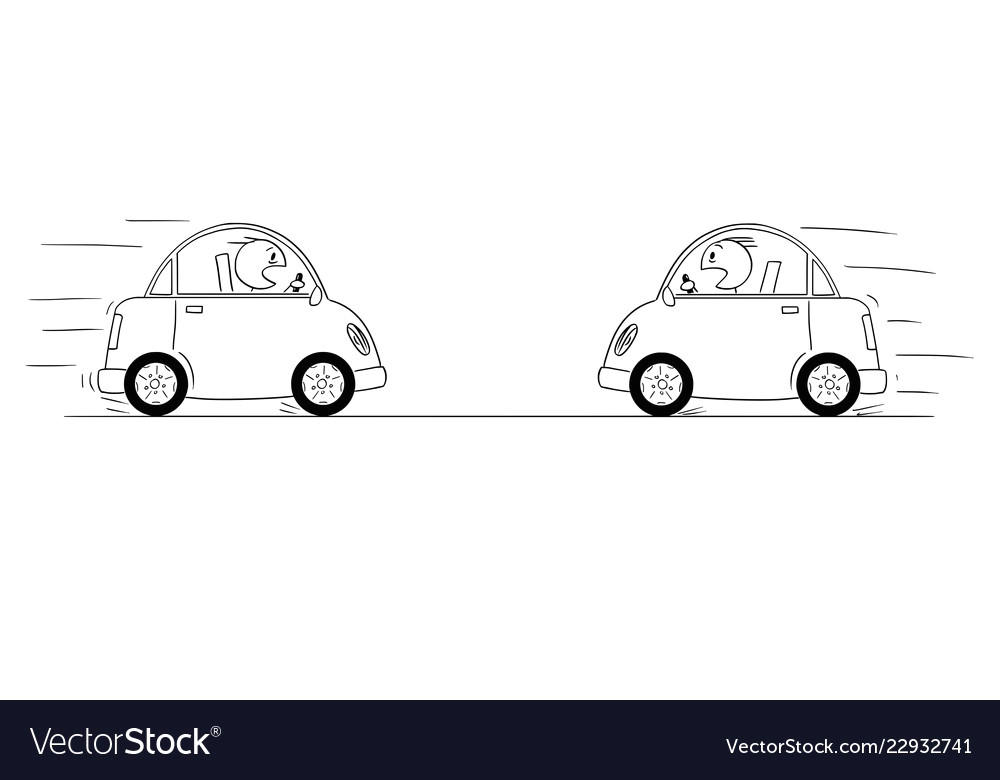 Zip Cartoon Drawing Cartoon Drawing Od Two Cars Driving Against Each Vector Image