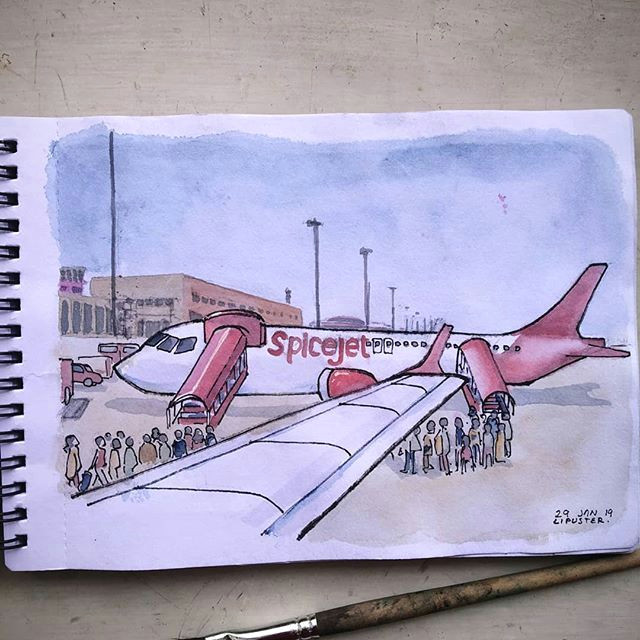 Airplane Easy Drawing Aeroplane Sketchbook Watercolor Aviation Art Plane