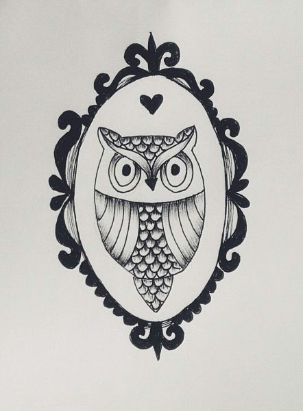 Animal Pattern Drawing My Mini Owl Drawing Owl Drawing Draw Frame Animal