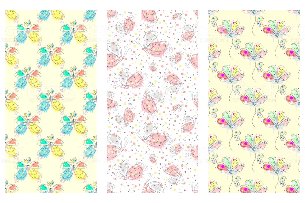 Animal Pattern Drawing Vector Seamless Pattern with Insect Hand Drawn Outline