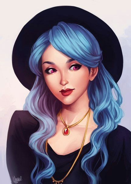 Anime Digital Drawing Artistic Blue Haired Girl Drawing Drawing Art Girl Blue