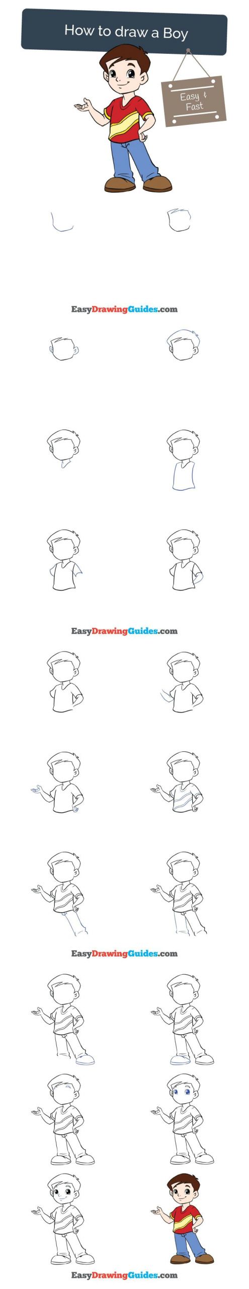 Anime Drawing Step by Step Boy How to Draw A Boy Drawing Tutorials for Kids Easy
