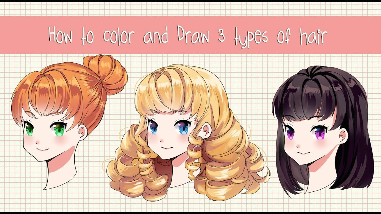 Anime Drawing with Color How to Color and Draw 3 Different Anime Hairstyles with Depth