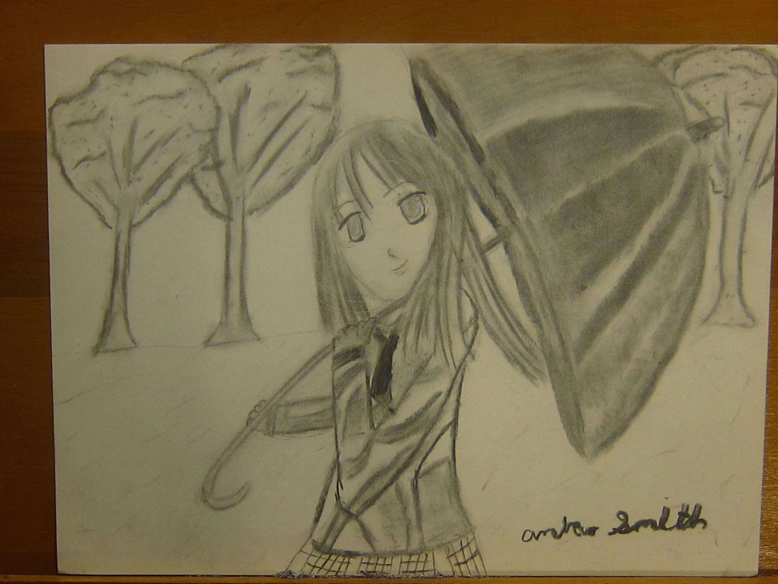 Anime Drawings Deviantart Charcoal Anime Girl Springtime Cherry Blossom Animenewsdaily